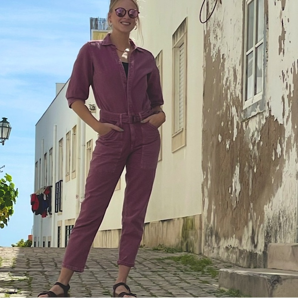 ba&sh Plum Jumpsuit with Belt